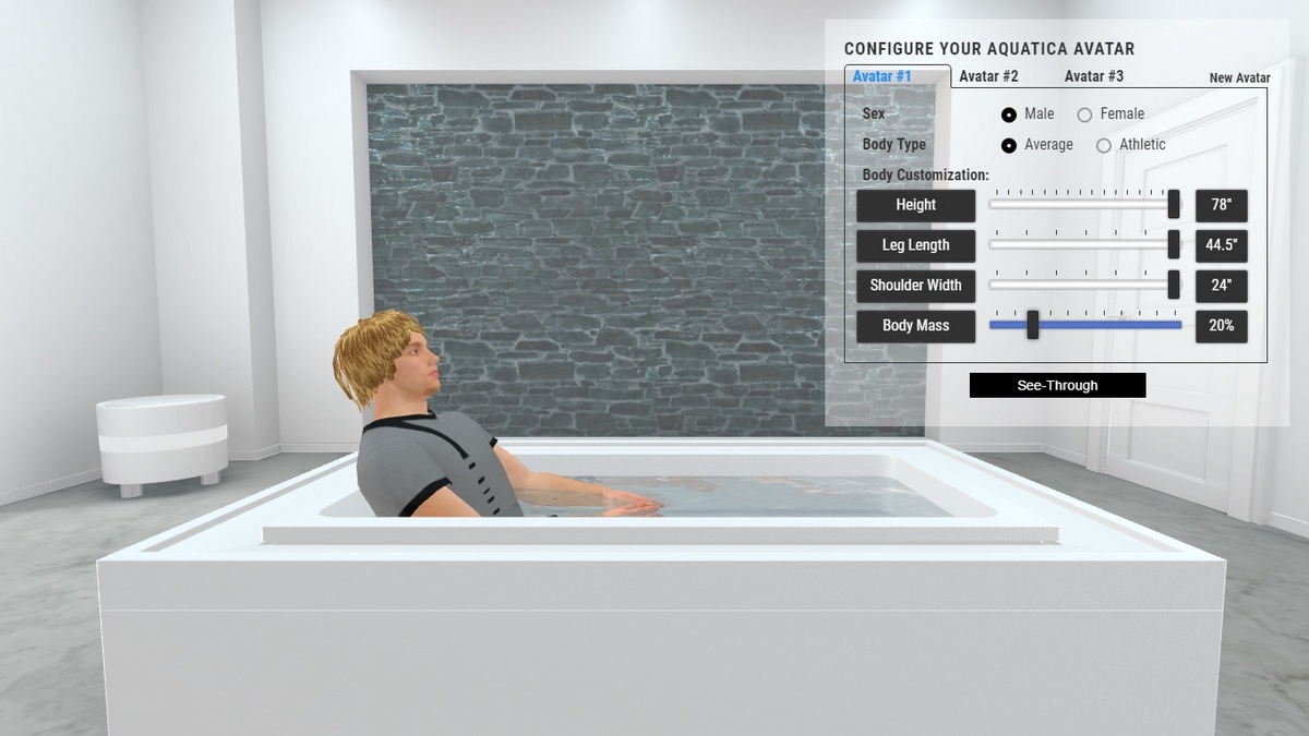 Fusion Lineare Bathtub and Spa 3D Body Position